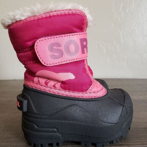 Sorel Snow Commander Insulated Waterproof Boots Tropic Pink/Deep Blush Toddler 5